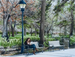 Reading in Forsyth Park Savannah GA